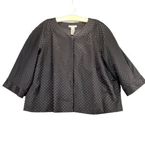 Covington Womens Blouse Top Sz 20-22W Black Crosshatch Pattern Shirt Snaps